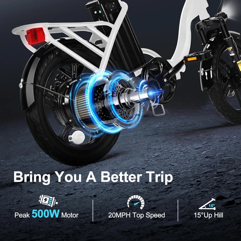 20MPH Peak 500W Folding Ebike