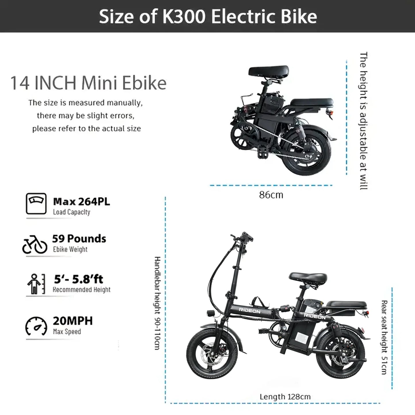 Deepower 14 Inch Foldable Electric Bike