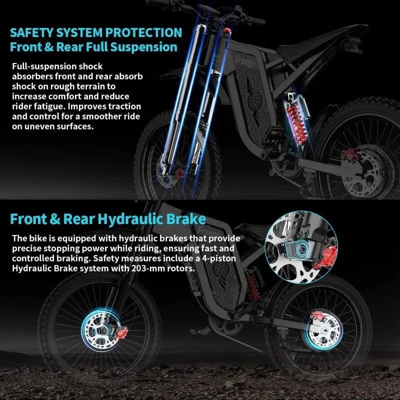 6000W 60V 30AH Full Suspension Shock eBike
