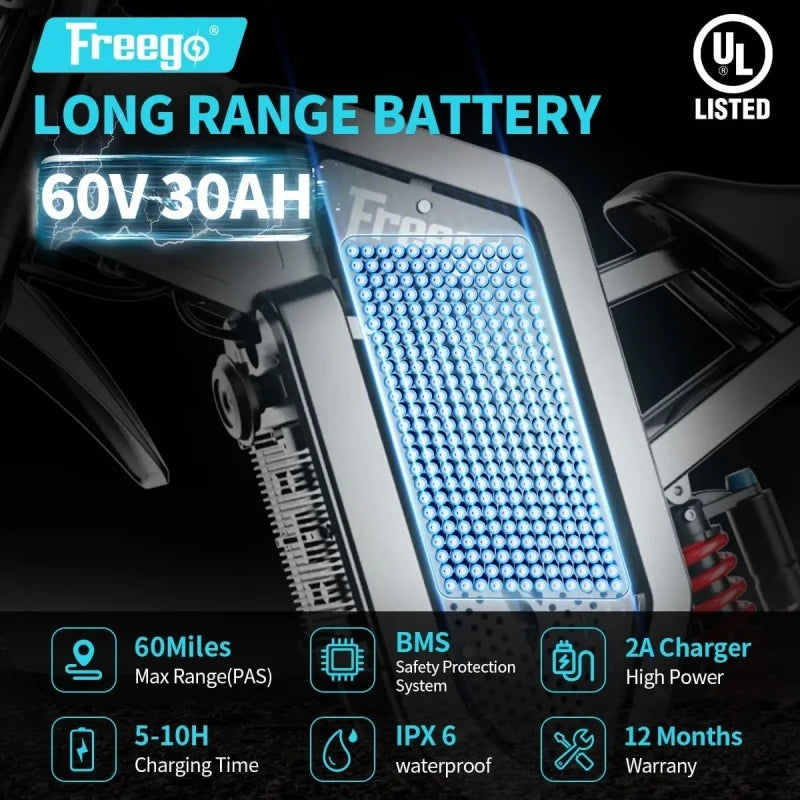 6000W 60V 30AH Full Suspension Shock eBike