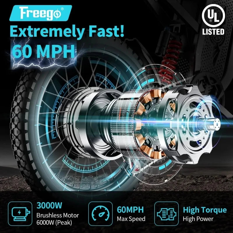 6000W 60V 30AH Full Suspension Shock eBike